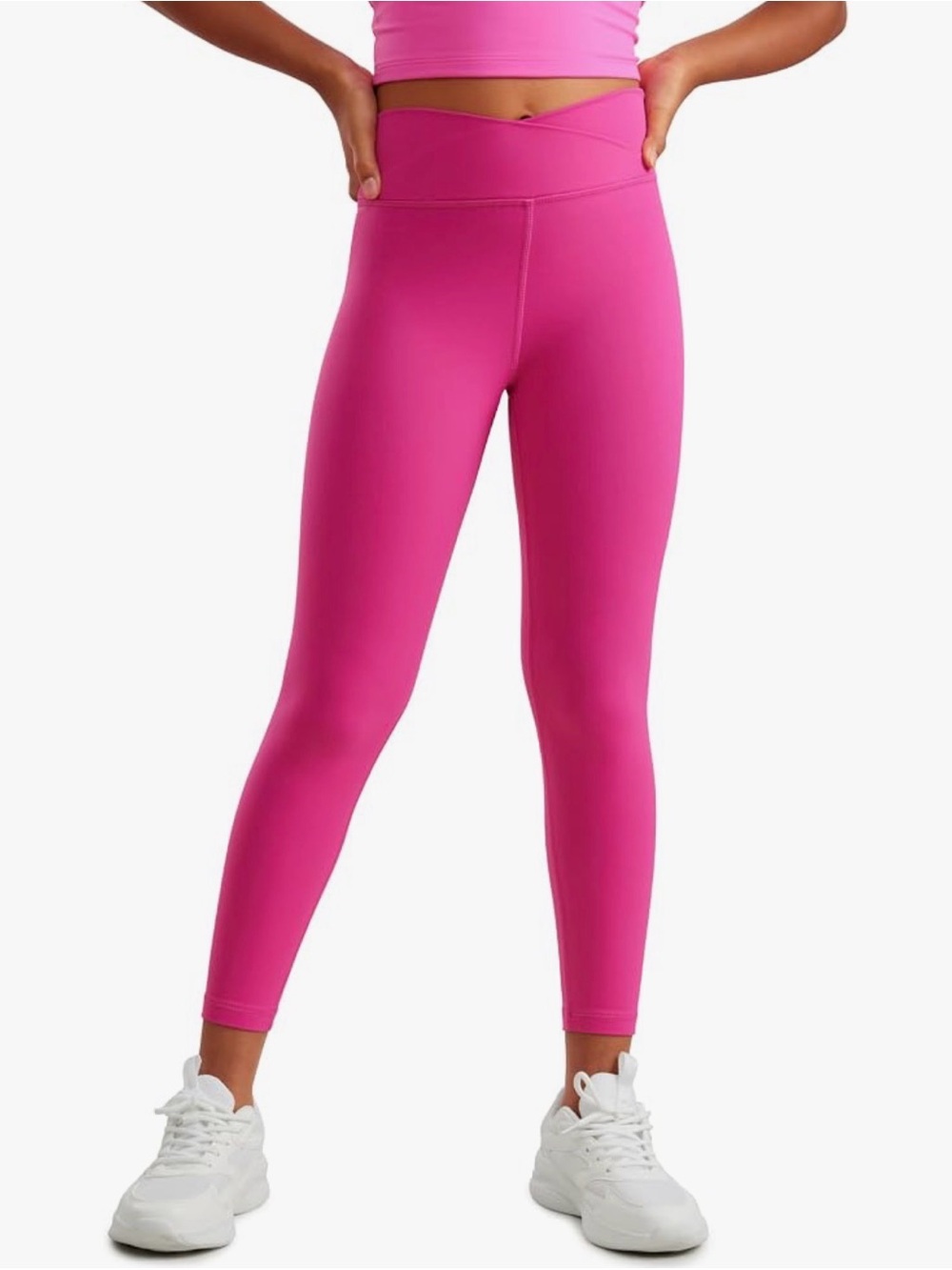 CRZ YOGA Girls Bright Pink High-Waist Performance Leggings